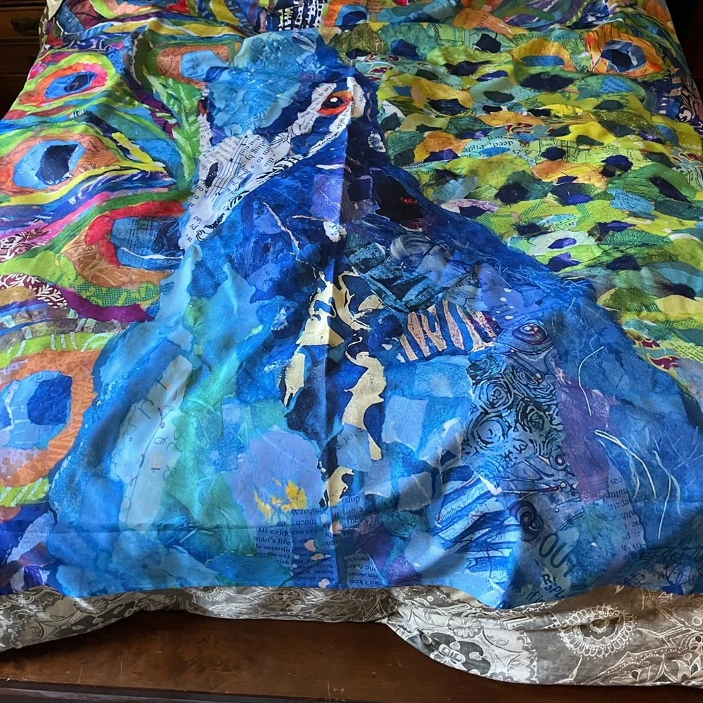 Colorful peacock shower curtain